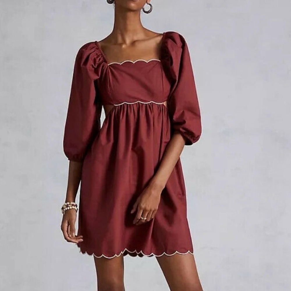 Cut Out Bow Back Rust Dress - Picture 7 of 13